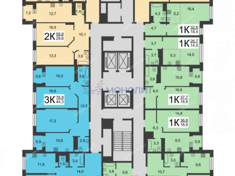 двухкомнатная квартира на проспекте Гагарина дом 99 к2