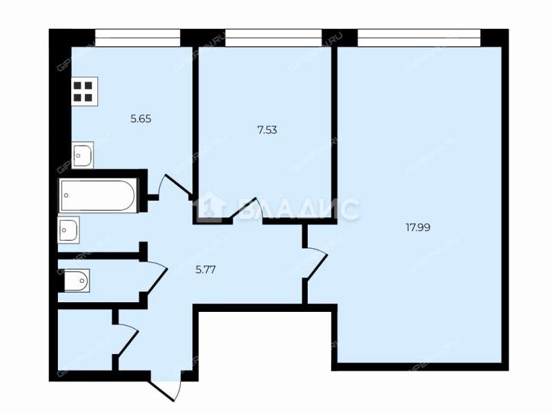 двухкомнатная квартира на улице Бубнова дом 8