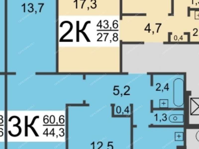 трёхкомнатная квартира на улице Героя Шнитникова дом 8