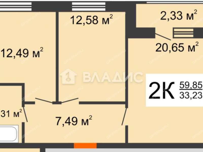 двухкомнатная квартира на проспекте Гагарина дом 36 к4