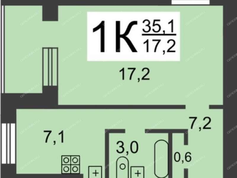 однокомнатная квартира на улице Чаадаева дом 45