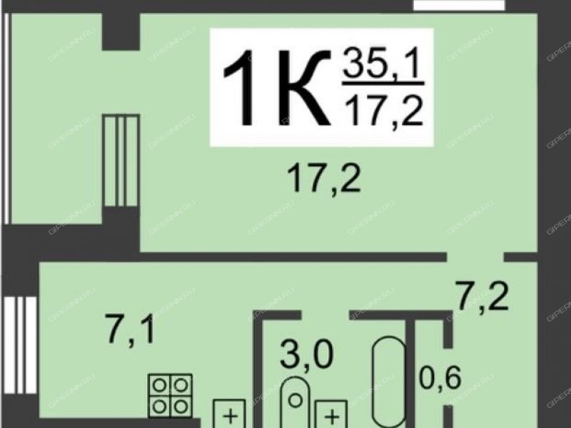 однокомнатная квартира на улице Чаадаева дом 45