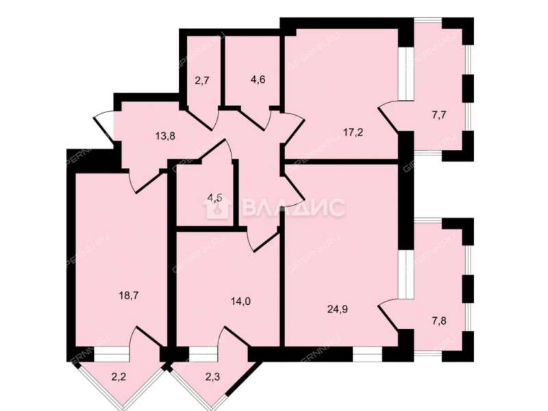 трёхкомнатная квартира на улице Крупской дом 14