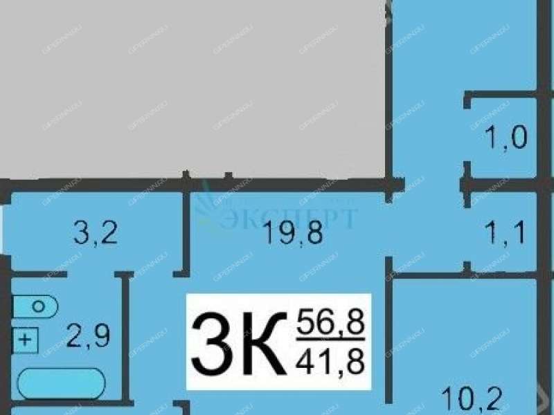трёхкомнатная квартира на улице Терешковой дом 6б