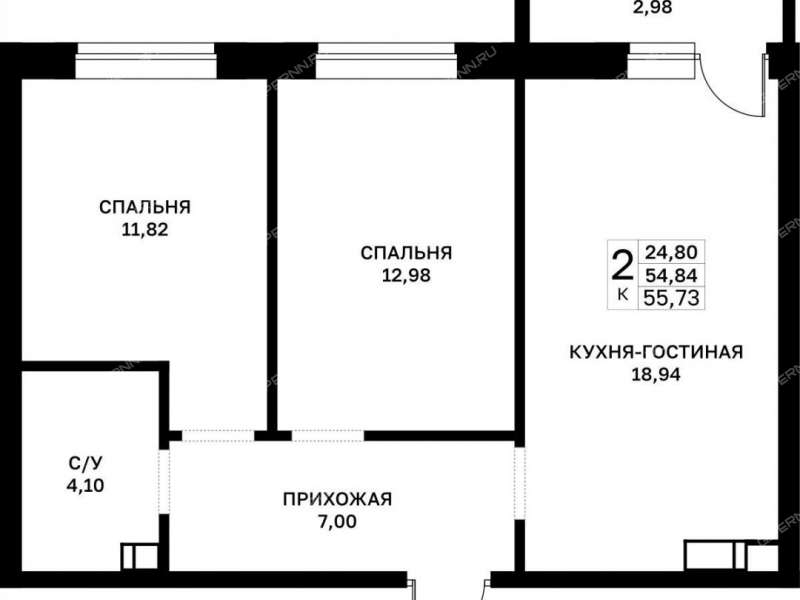 двухкомнатная квартира в новостройке в границах улиц Страж Революции, Гвардейцев, 50-летия Победы, Евгения Никонова, 17