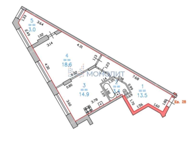 однокомнатная квартира на улице Владимира Высоцкого дом 1