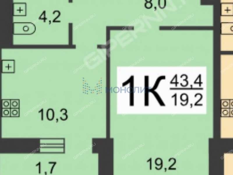 однокомнатная квартира на улице Академика Сахарова дом 117