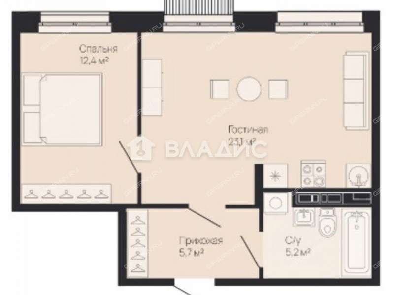 однокомнатная квартира на улице Белинского дом 23