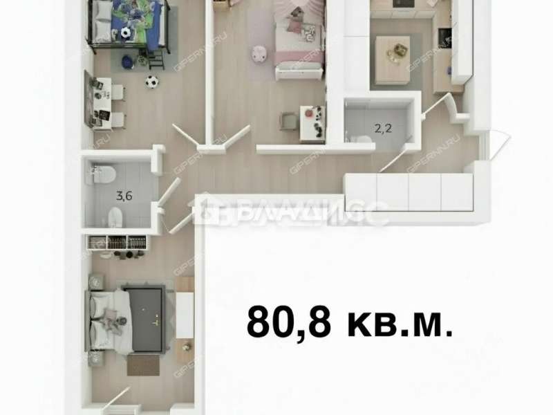 трёхкомнатная квартира на улице Боевых Дружин дом 1