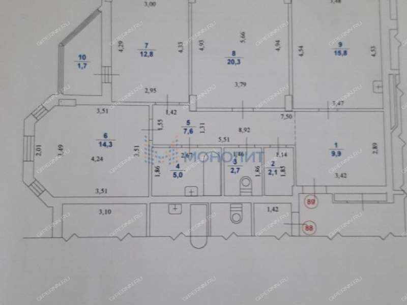 трёхкомнатная квартира на улице Академика Сахарова дом 111 к2