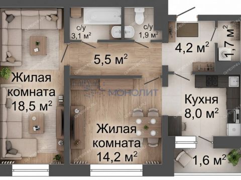 2-komnatnaya-ul-maksima-gorkogo-d-73 фото