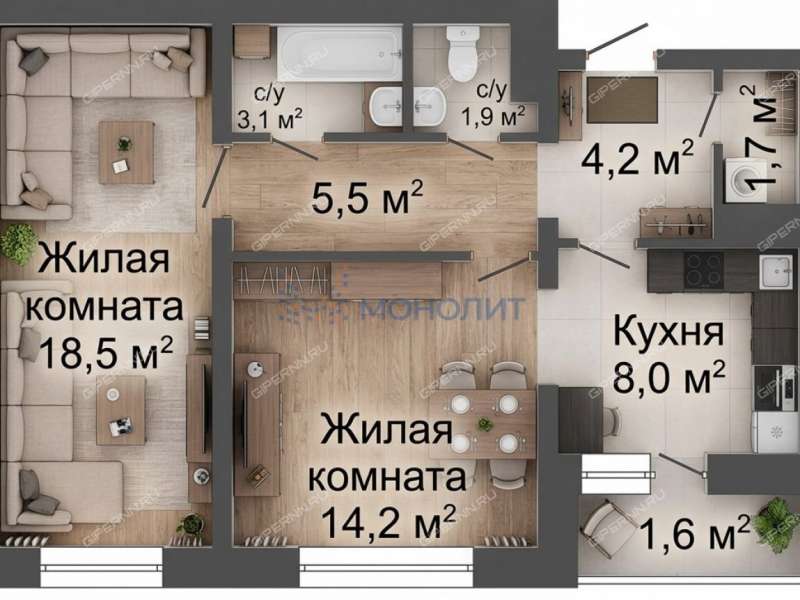 двухкомнатная квартира на улице Максима Горького дом 73