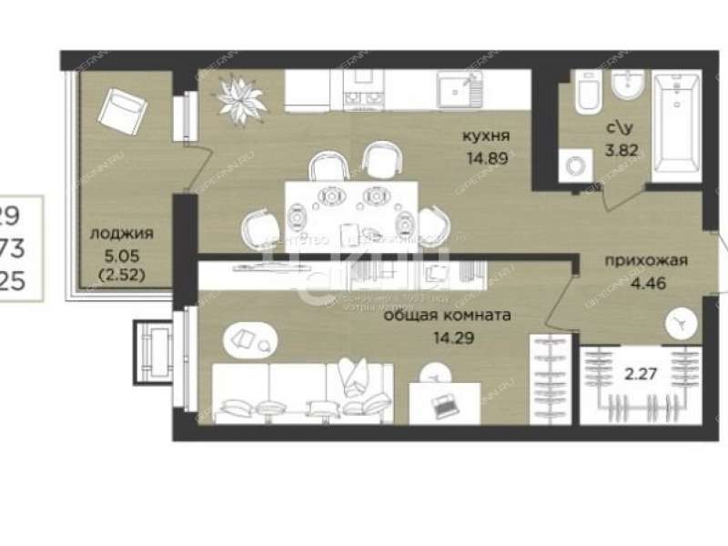 однокомнатная квартира в новостройке на Академической улице деревня Афонино